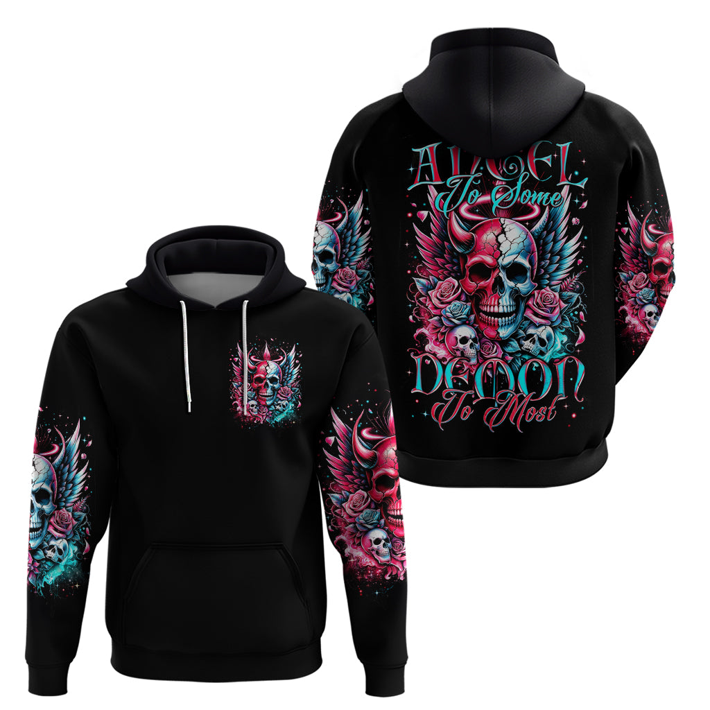 Couple Skull Zip Hoodie She Was And Angel Craving Chaos Demon Seeking Peace - Wonder Print Shop