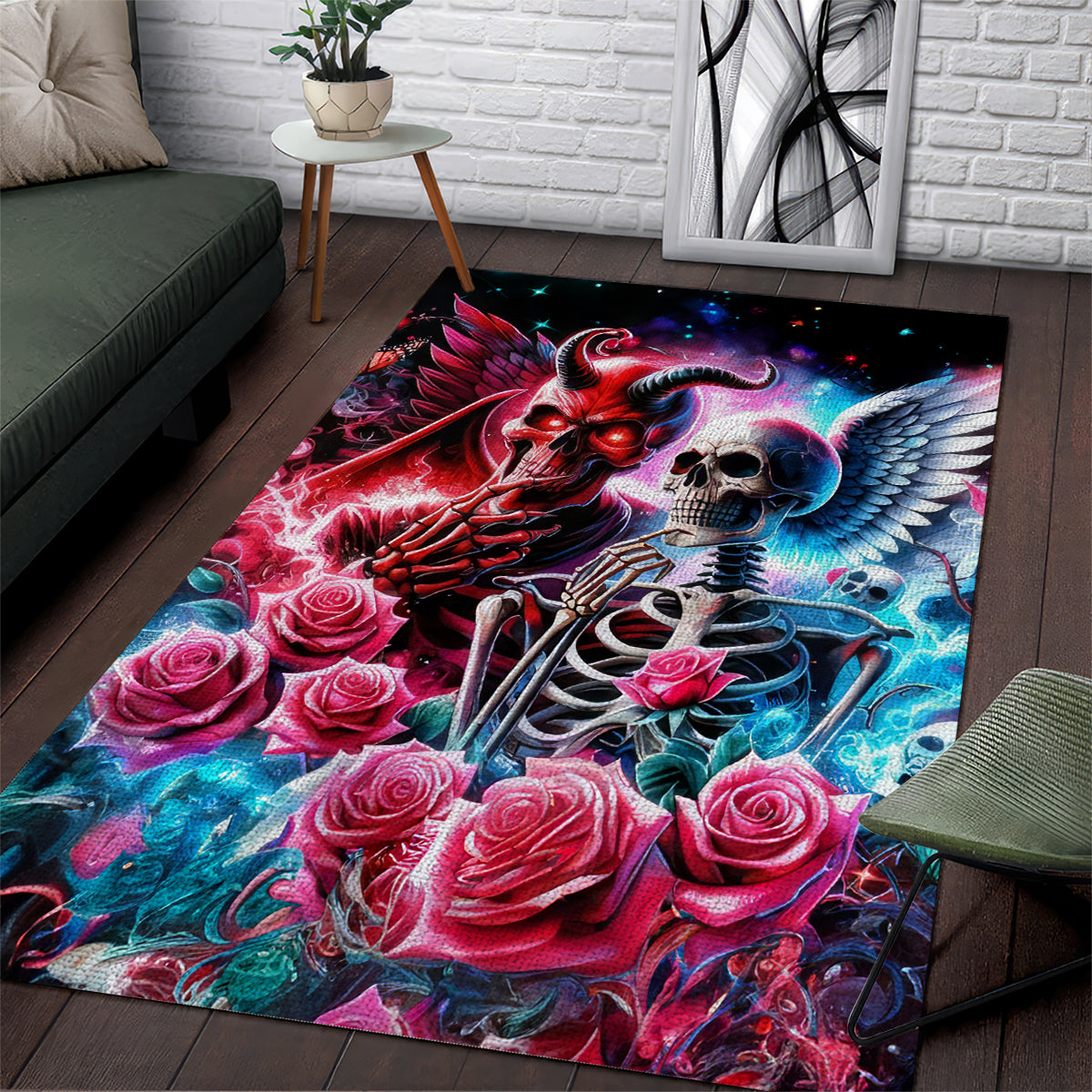 Flame Skull Area Rug I'm Not Anti Social I'm Just Not User Friendly - Wonder Print Shop