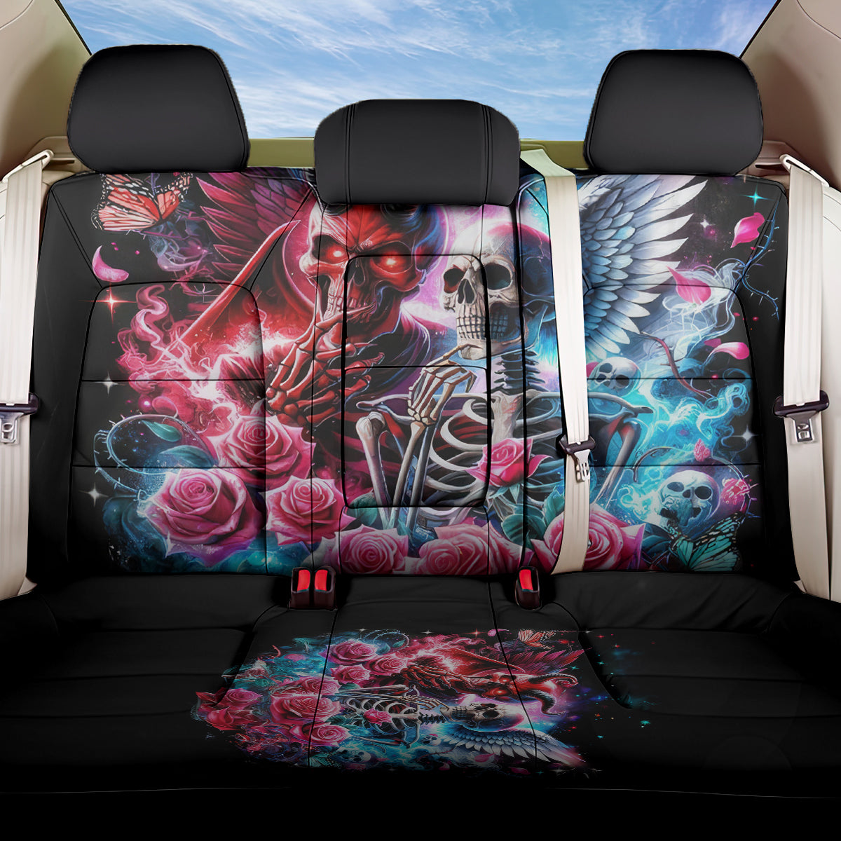 Flame Skull Back Car Seat Cover I'm Not Anti Social I'm Just Not User Friendly - Wonder Print Shop