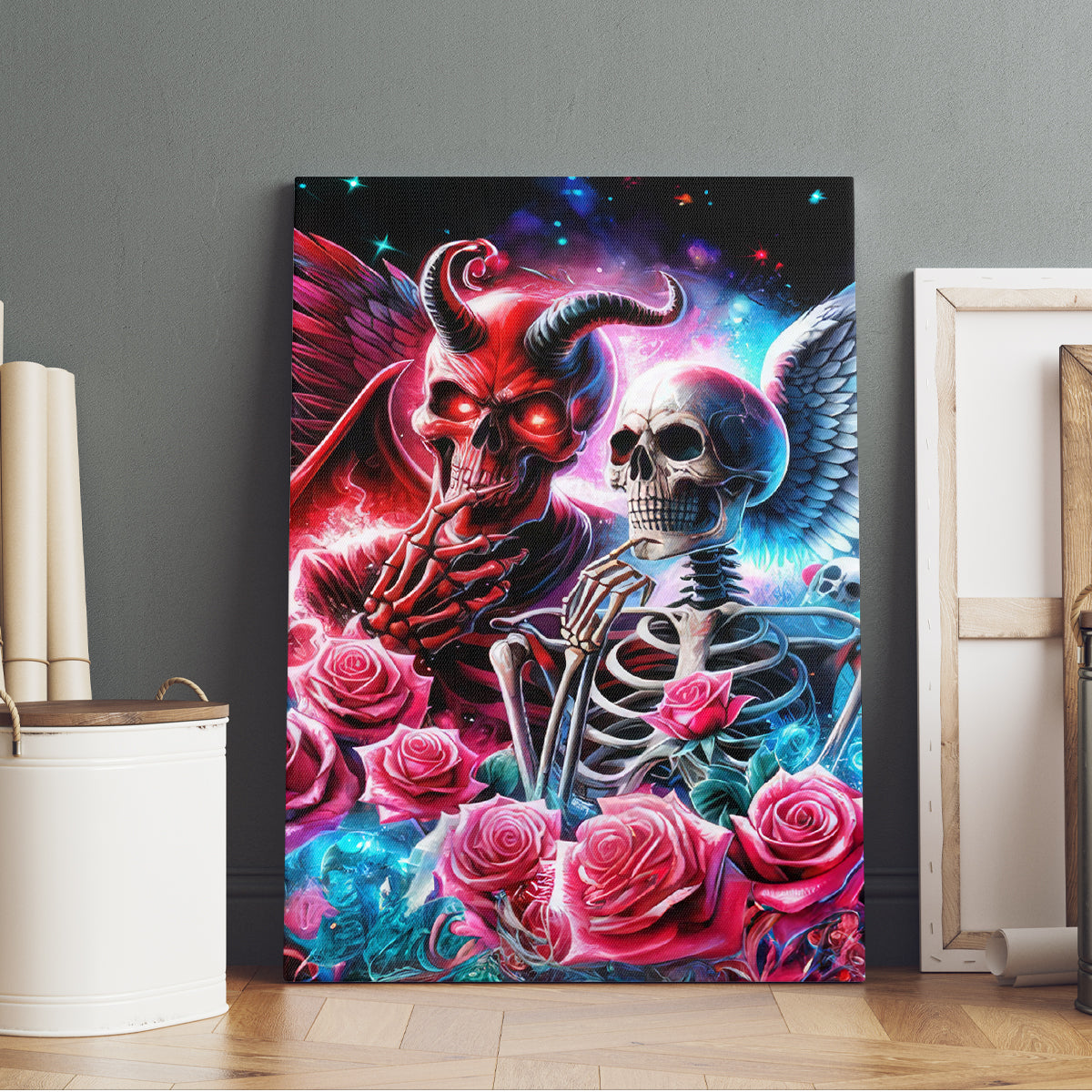Flame Skull Canvas Wall Art I'm Not Anti Social I'm Just Not User Friendly - Wonder Print Shop
