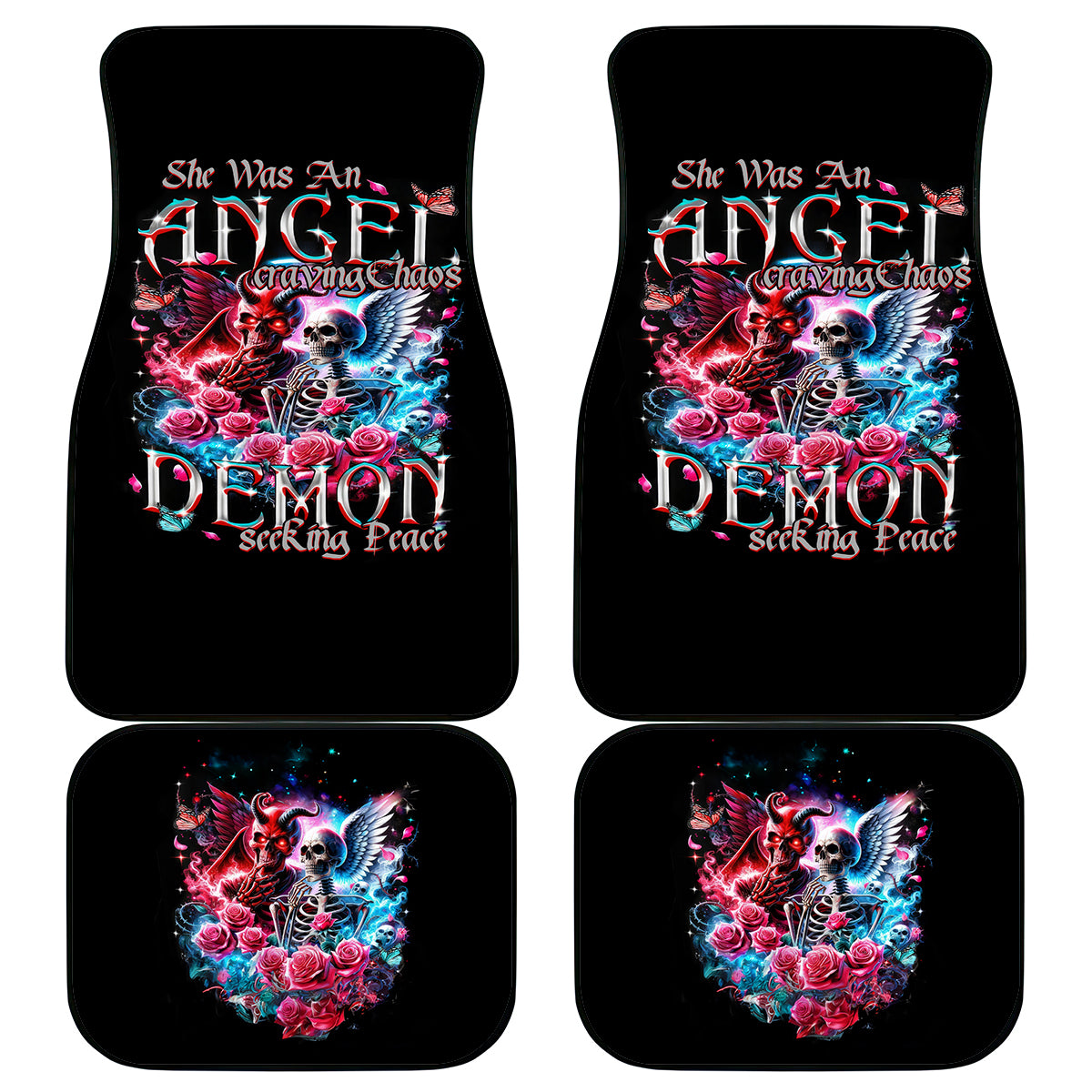 Flame Skull Car Mats I'm Not Anti Social I'm Just Not User Friendly - Wonder Print Shop
