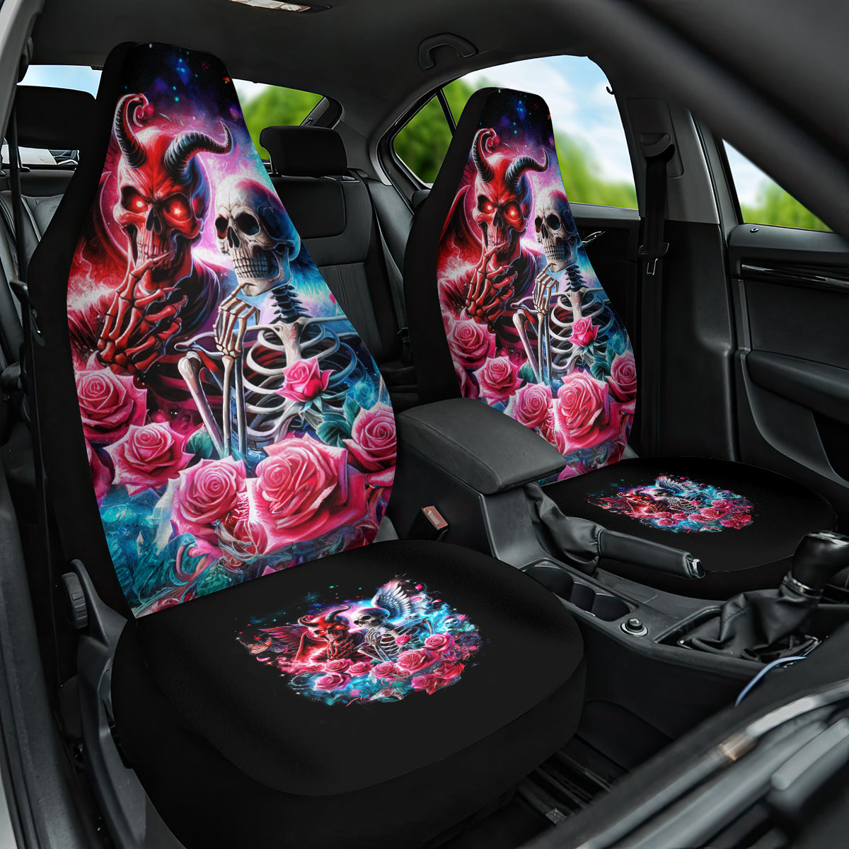 Flame Skull Car Seat Cover I'm Not Anti Social I'm Just Not User Friendly - Wonder Print Shop