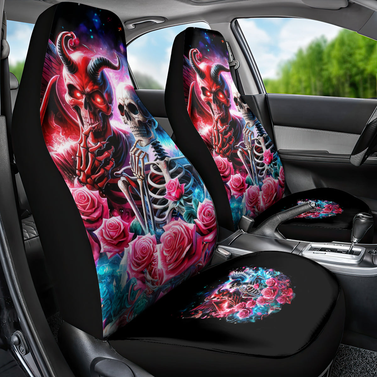 Flame Skull Car Seat Cover I'm Not Anti Social I'm Just Not User Friendly - Wonder Print Shop