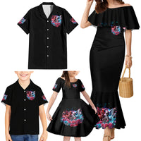 Flame Skull Family Matching Mermaid Dress and Hawaiian Shirt I'm Not Anti Social I'm Just Not User Friendly - Wonder Print Shop