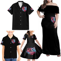 Flame Skull Family Matching Off Shoulder Maxi Dress and Hawaiian Shirt I'm Not Anti Social I'm Just Not User Friendly - Wonder Print Shop