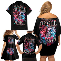 Flame Skull Family Matching Off Shoulder Short Dress and Hawaiian Shirt I'm Not Anti Social I'm Just Not User Friendly - Wonder Print Shop