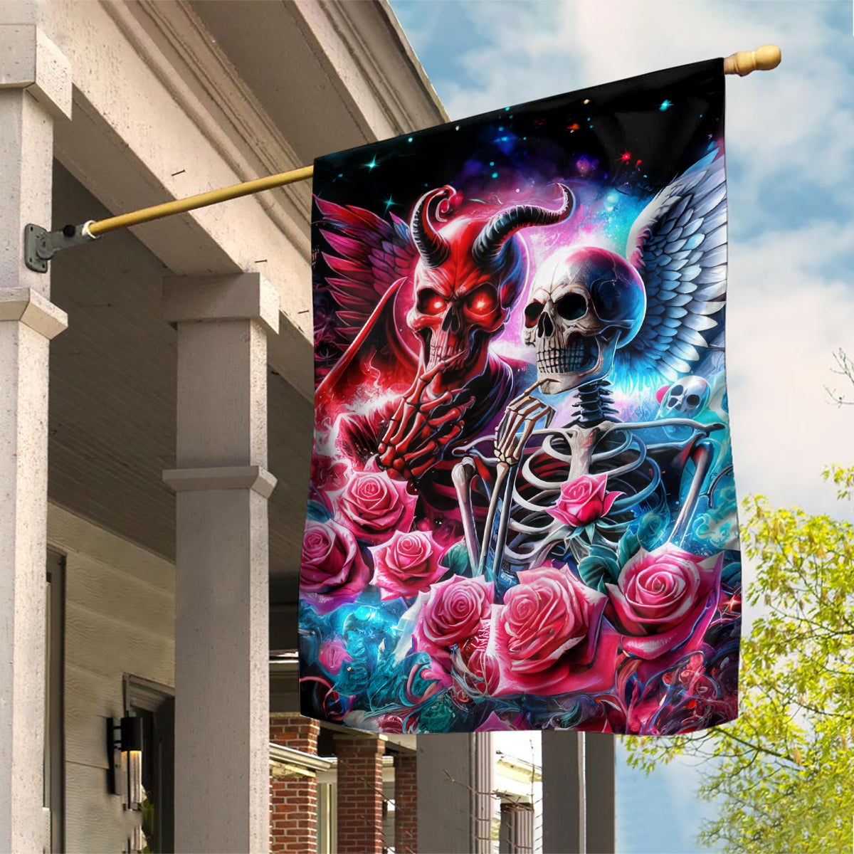 Flame Skull Garden Flag I'm Not Anti Social I'm Just Not User Friendly - Wonder Print Shop