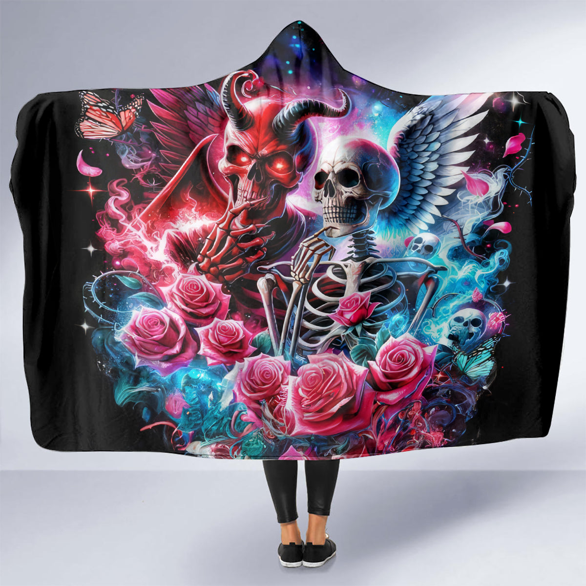 Flame Skull Hooded Blanket I'm Not Anti Social I'm Just Not User Friendly