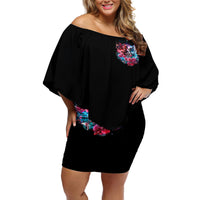 Flame Skull Off Shoulder Short Dress I'm Not Anti Social I'm Just Not User Friendly - Wonder Print Shop