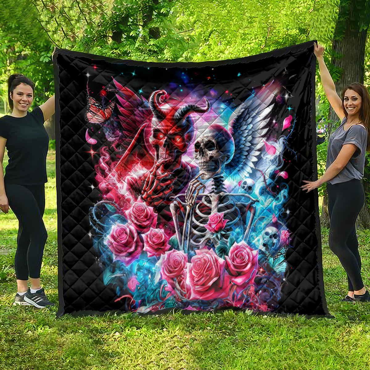Flame Skull Quilt I'm Not Anti Social I'm Just Not User Friendly - Wonder Print Shop