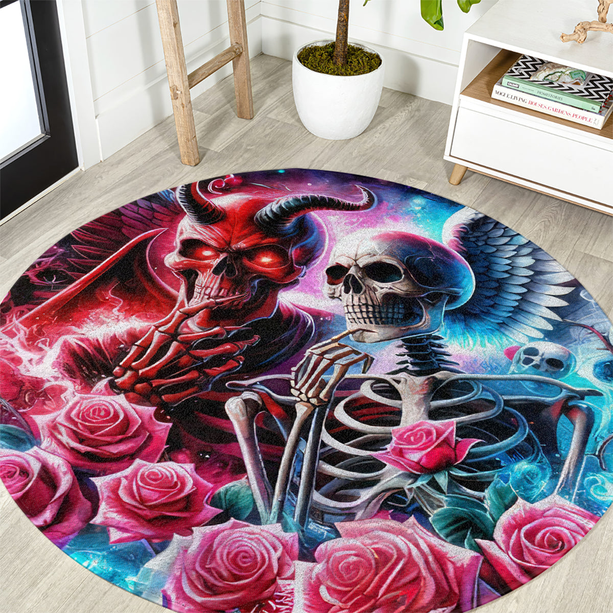 Flame Skull Round Carpet I'm Not Anti Social I'm Just Not User Friendly