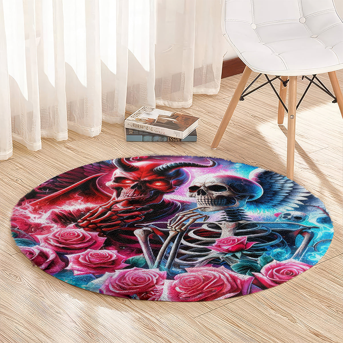 Flame Skull Round Carpet I'm Not Anti Social I'm Just Not User Friendly