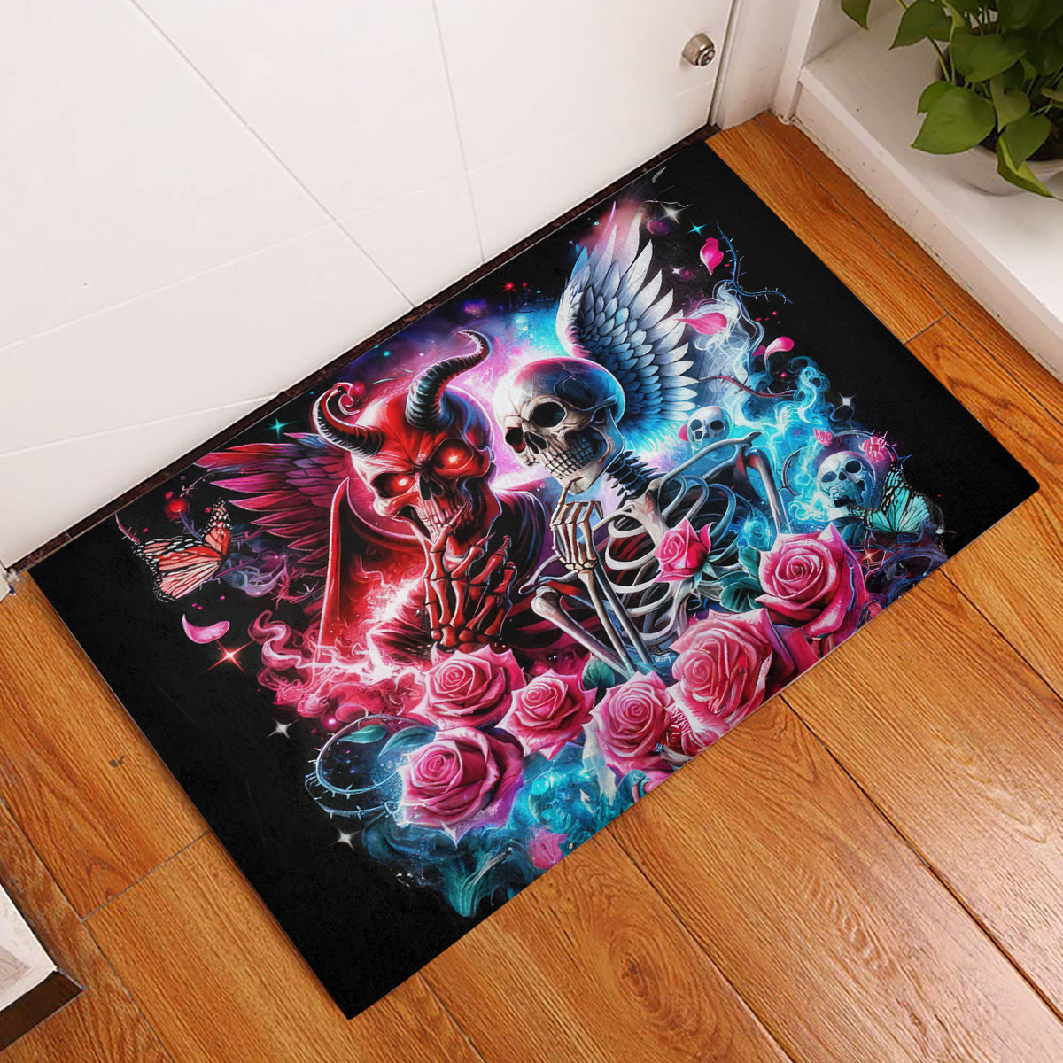 Flame Skull Rubber Doormat I'm Not Anti Social I'm Just Not User Friendly - Wonder Print Shop