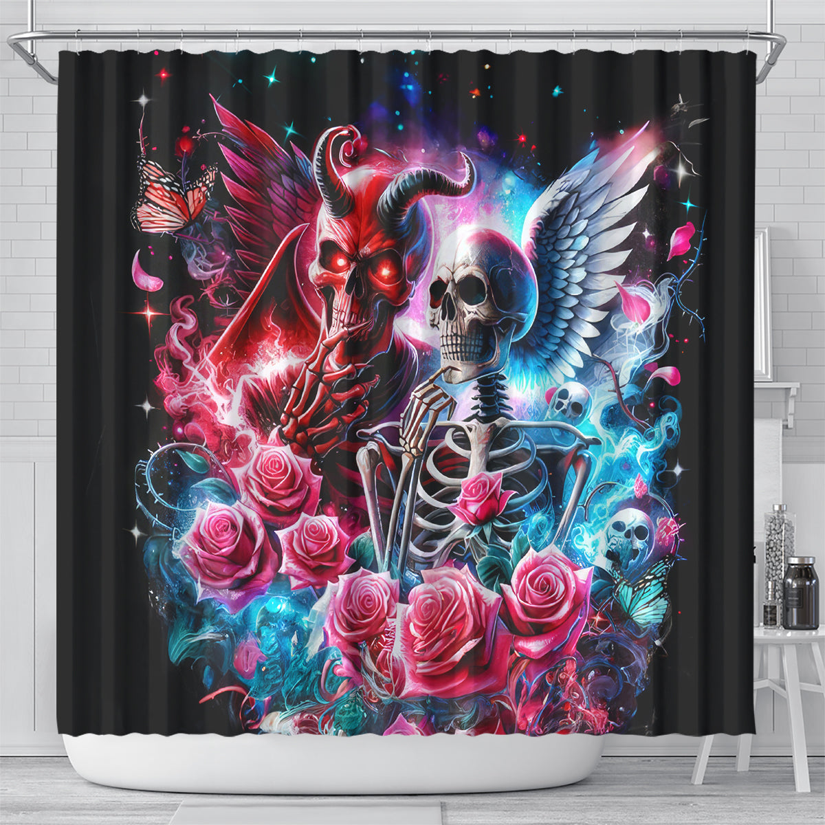 Flame Skull Shower Curtain I'm Not Anti Social I'm Just Not User Friendly