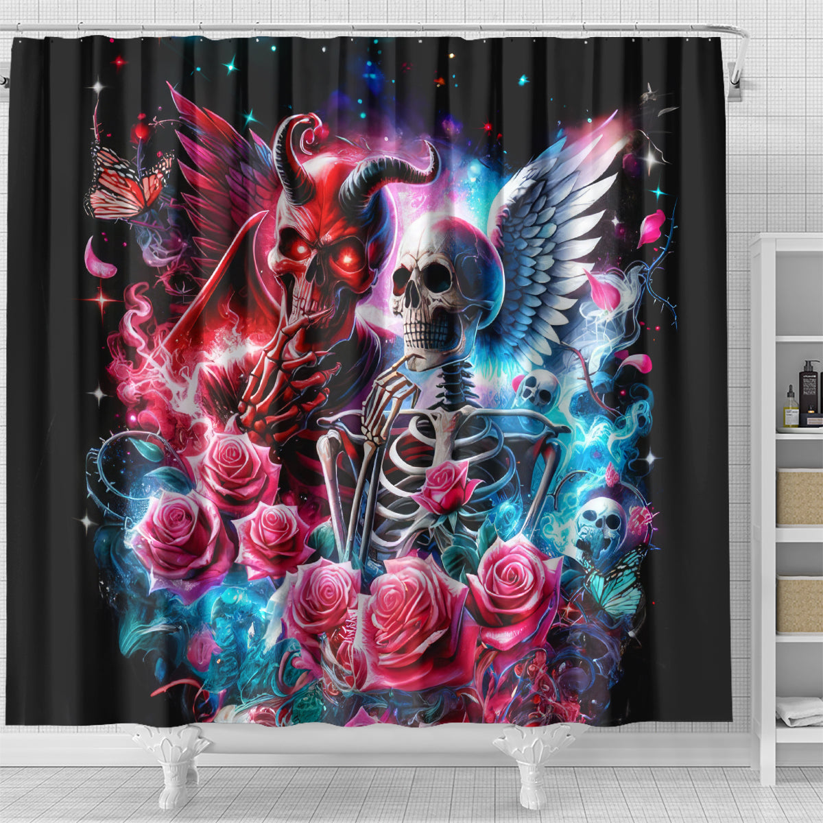 Flame Skull Shower Curtain I'm Not Anti Social I'm Just Not User Friendly