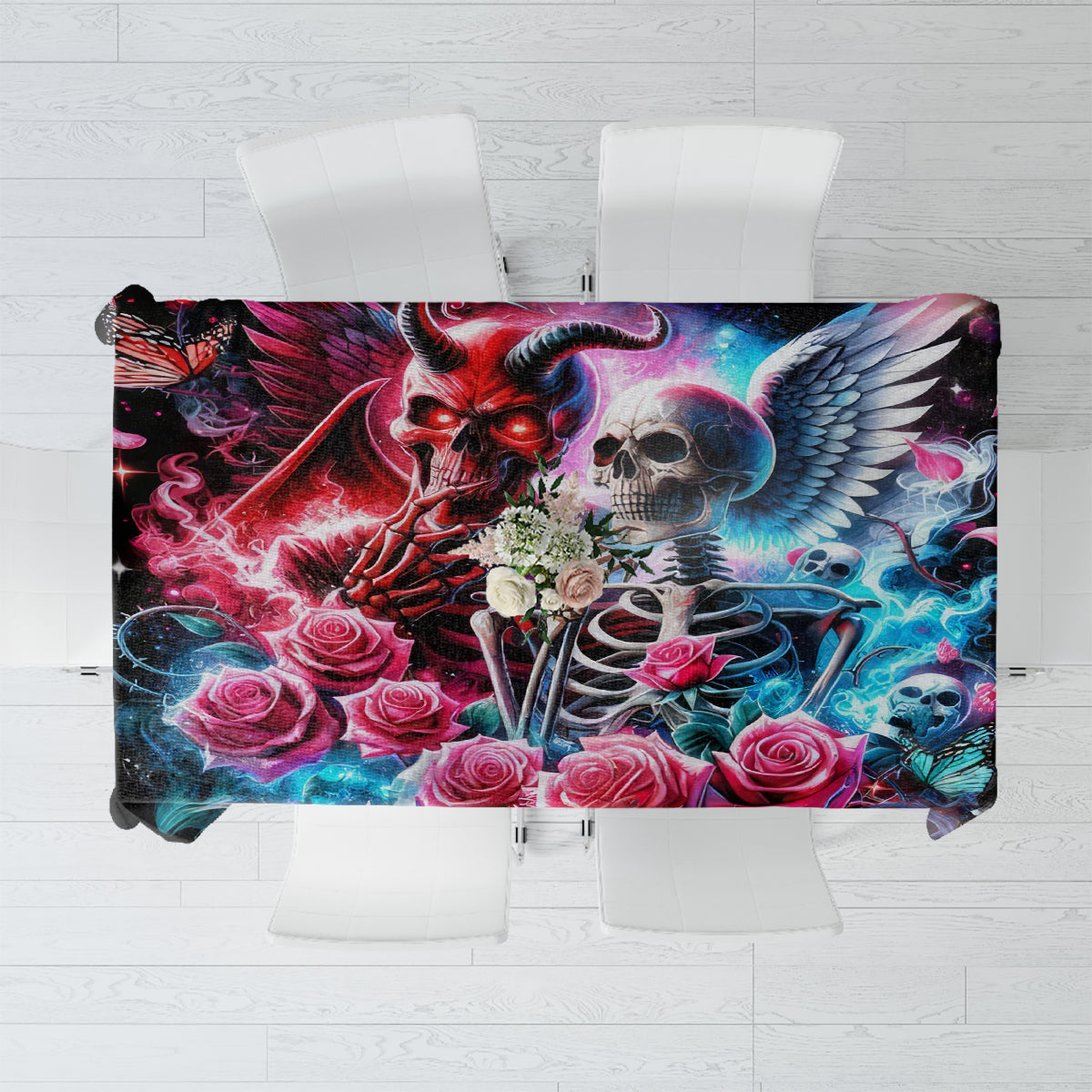 Flame Skull Tablecloth I'm Not Anti Social I'm Just Not User Friendly - Wonder Print Shop