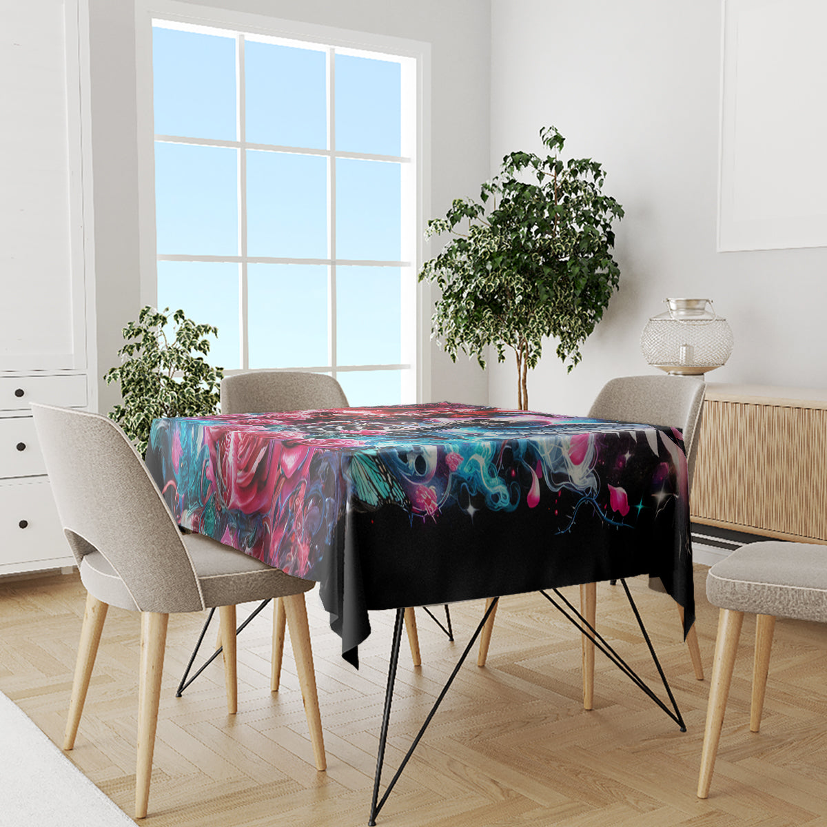 Flame Skull Tablecloth I'm Not Anti Social I'm Just Not User Friendly - Wonder Print Shop