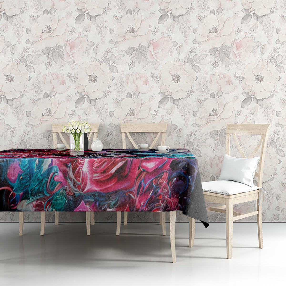 Flame Skull Tablecloth I'm Not Anti Social I'm Just Not User Friendly - Wonder Print Shop