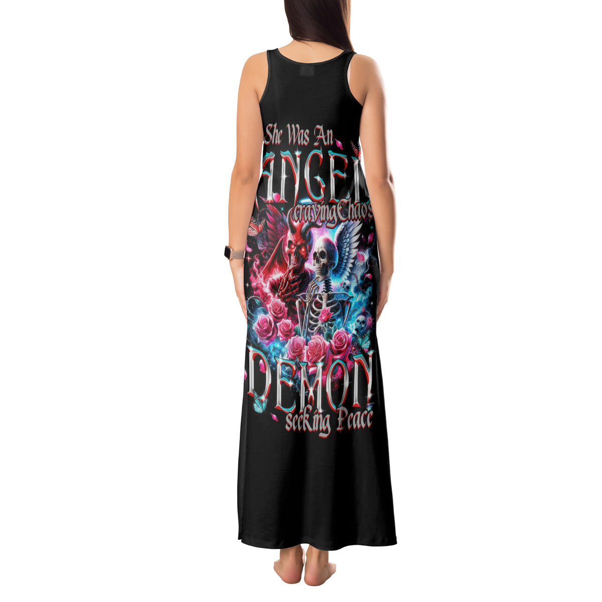 Flame Skull Tank Maxi Dress I'm Not Anti Social I'm Just Not User Friendly - Wonder Print Shop