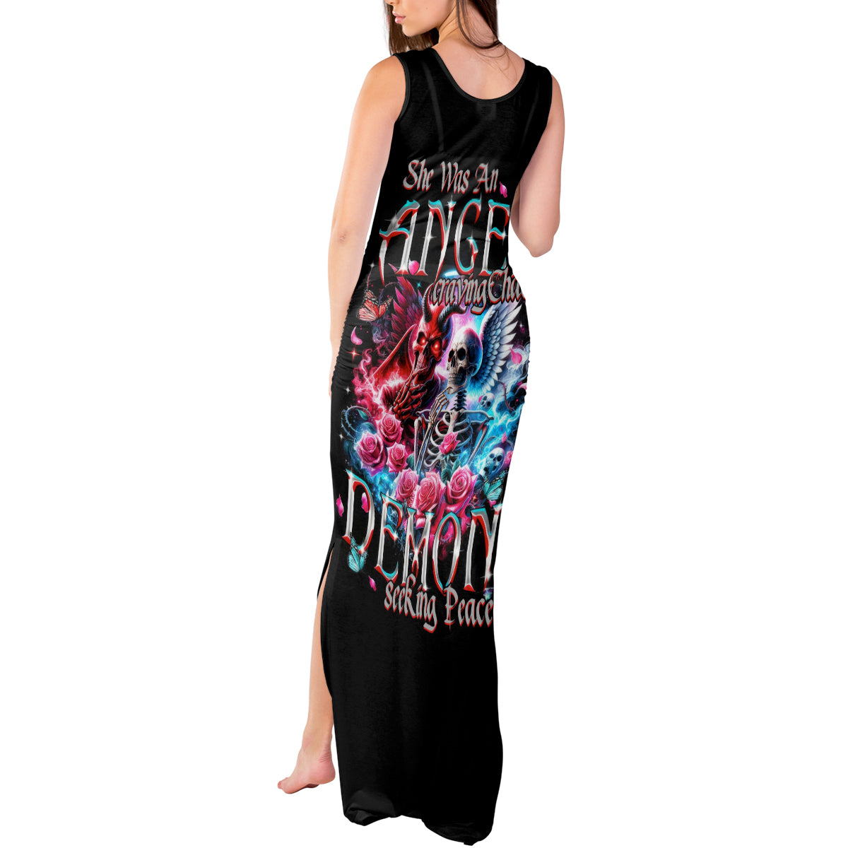 Flame Skull Tank Maxi Dress I'm Not Anti Social I'm Just Not User Friendly - Wonder Print Shop