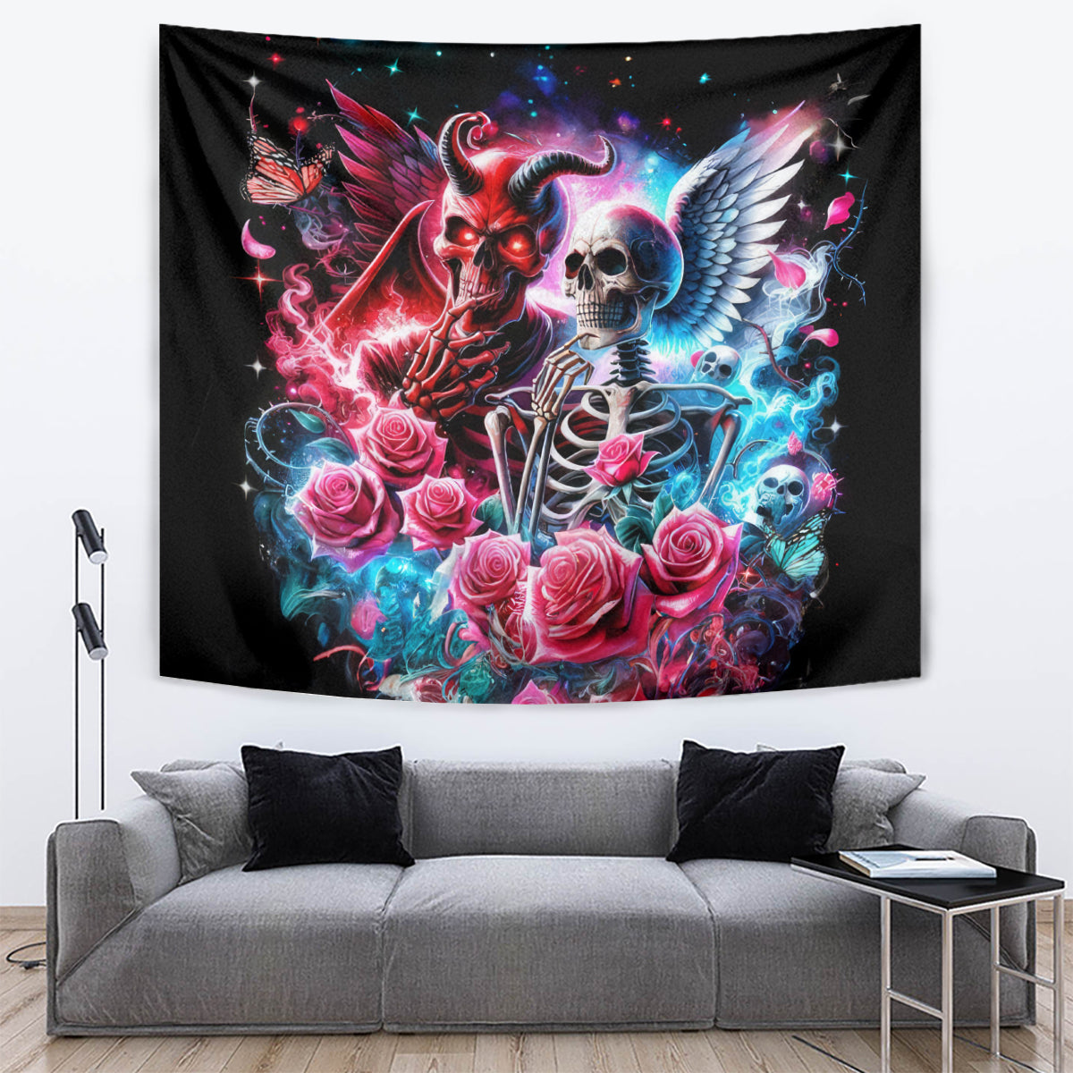 Flame Skull Tapestry I'm Not Anti Social I'm Just Not User Friendly - Wonder Print Shop