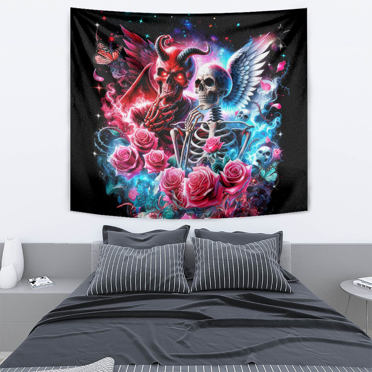 Flame Skull Tapestry I'm Not Anti Social I'm Just Not User Friendly - Wonder Print Shop