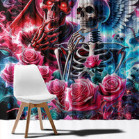 Flame Skull Window Curtain I'm Not Anti Social I'm Just Not User Friendly - Wonder Print Shop