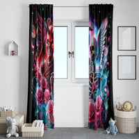 Flame Skull Window Curtain I'm Not Anti Social I'm Just Not User Friendly - Wonder Print Shop