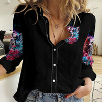 Flame Skull Women Casual Shirt I'm Not Anti Social I'm Just Not User Friendly - Wonder Print Shop