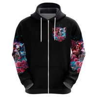 Flame Skull Zip Hoodie I'm Not Anti Social I'm Just Not User Friendly - Wonder Print Shop