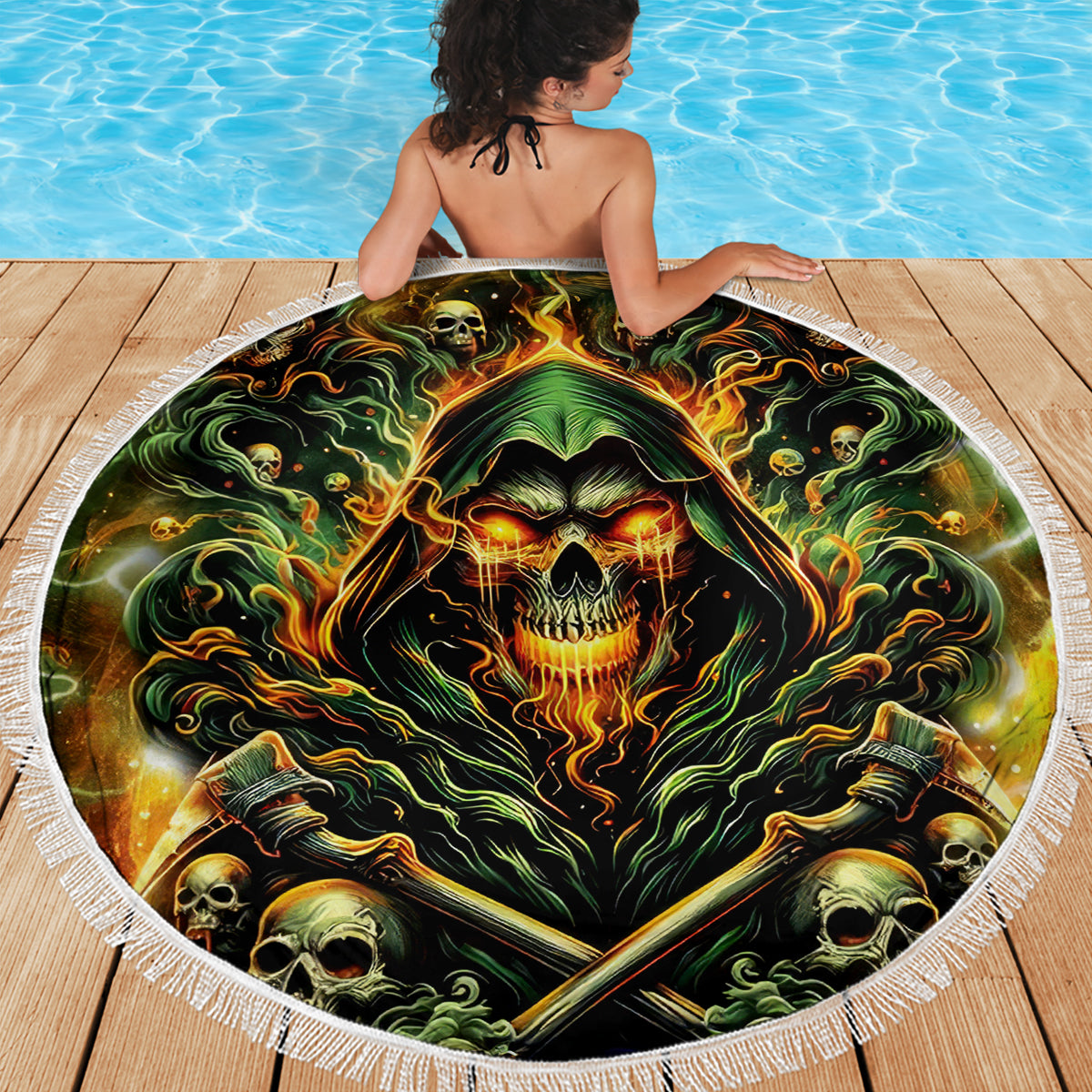Rose Skull Beach Blanket Don't Try Figure Me out - Wonder Print Shop