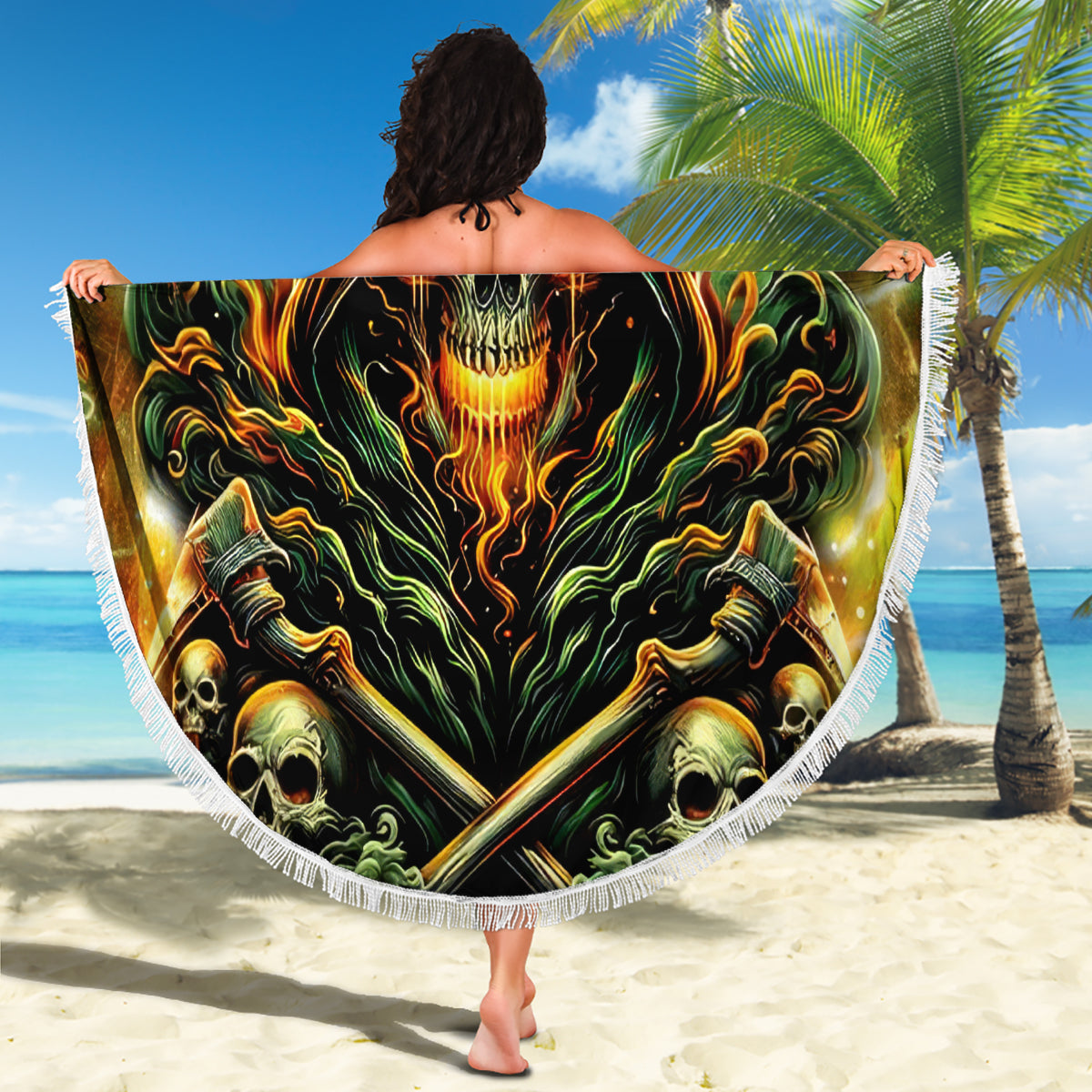 Rose Skull Beach Blanket Don't Try Figure Me out - Wonder Print Shop