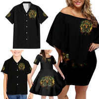 Rose Skull Family Matching Off Shoulder Short Dress and Hawaiian Shirt Don't Try Figure Me out - Wonder Print Shop