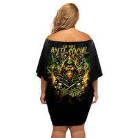 Rose Skull Family Matching Off Shoulder Short Dress and Hawaiian Shirt Don't Try Figure Me out - Wonder Print Shop