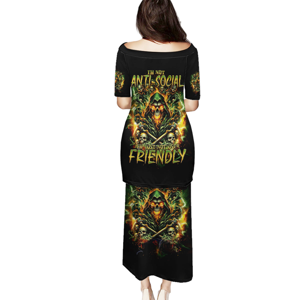 Rose Skull Family Matching Puletasi and Hawaiian Shirt Don't Try Figure Me out - Wonder Print Shop