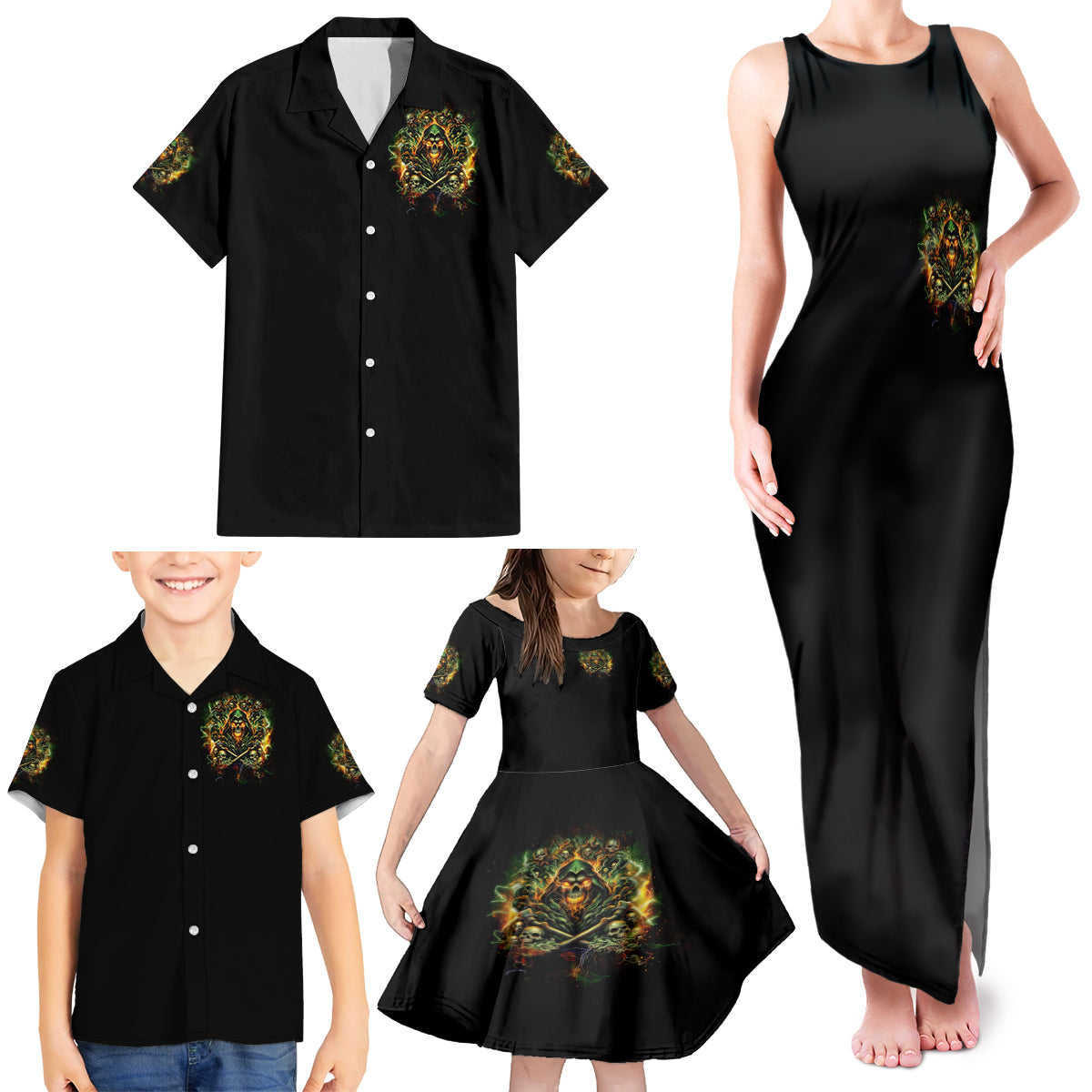 Rose Skull Family Matching Tank Maxi Dress and Hawaiian Shirt Don't Try Figure Me out - Wonder Print Shop