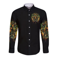Rose Skull Long Sleeve Button Shirt Don't Try Figure Me out - Wonder Print Shop