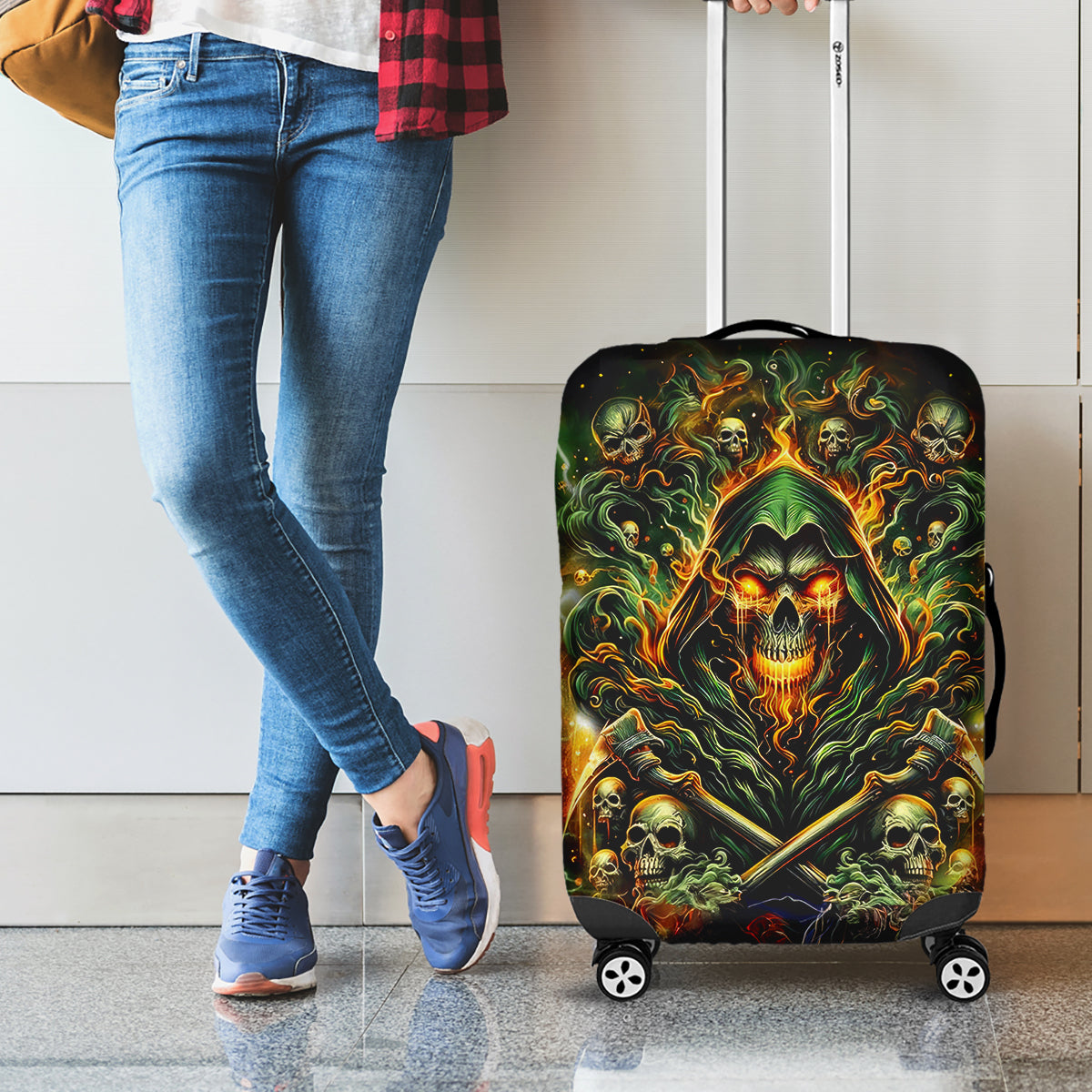 Rose Skull Luggage Cover Don't Try Figure Me out - Wonder Print Shop