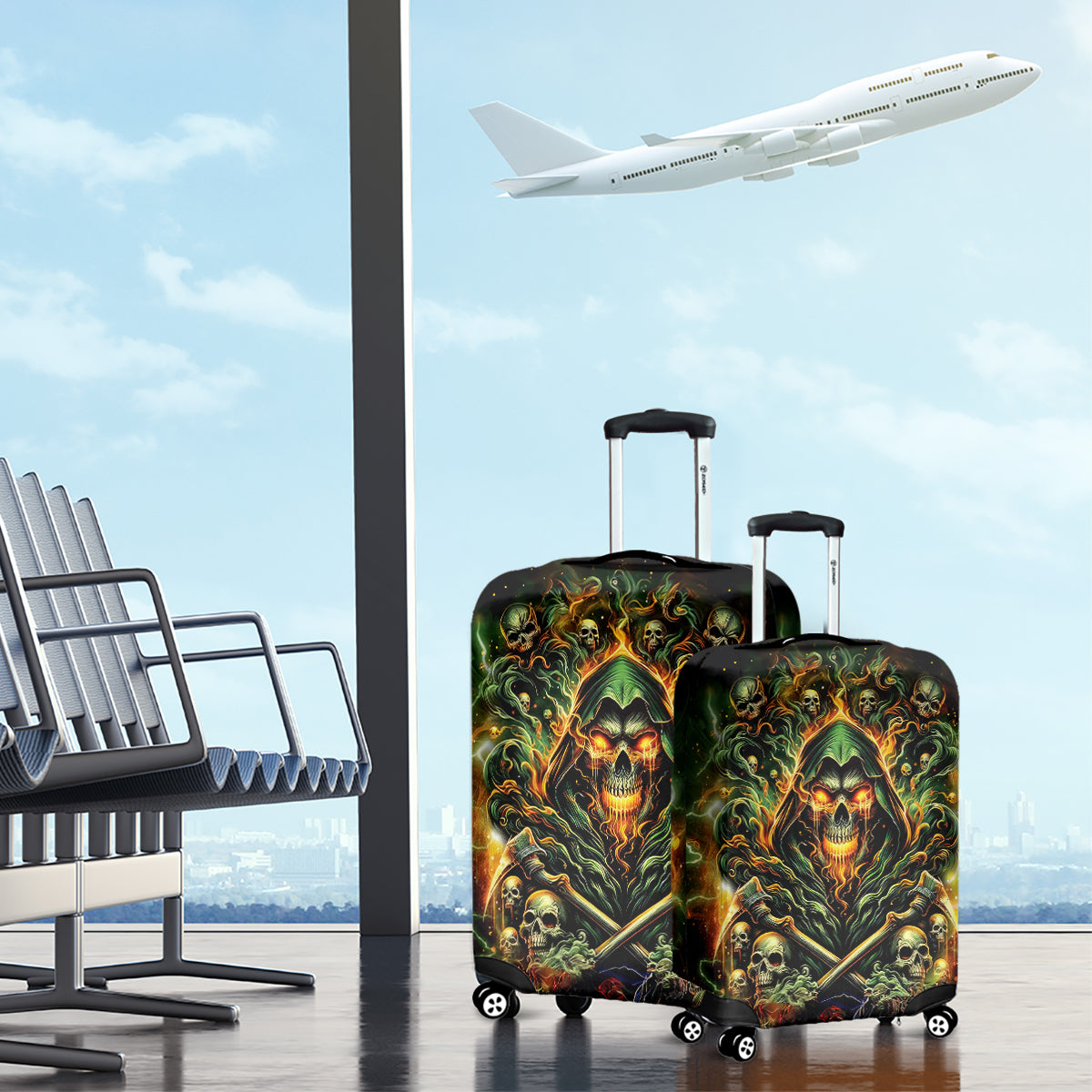 Rose Skull Luggage Cover Don't Try Figure Me out - Wonder Print Shop