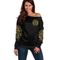 Rose Skull Off Shoulder Sweater Don't Try Figure Me out - Wonder Print Shop