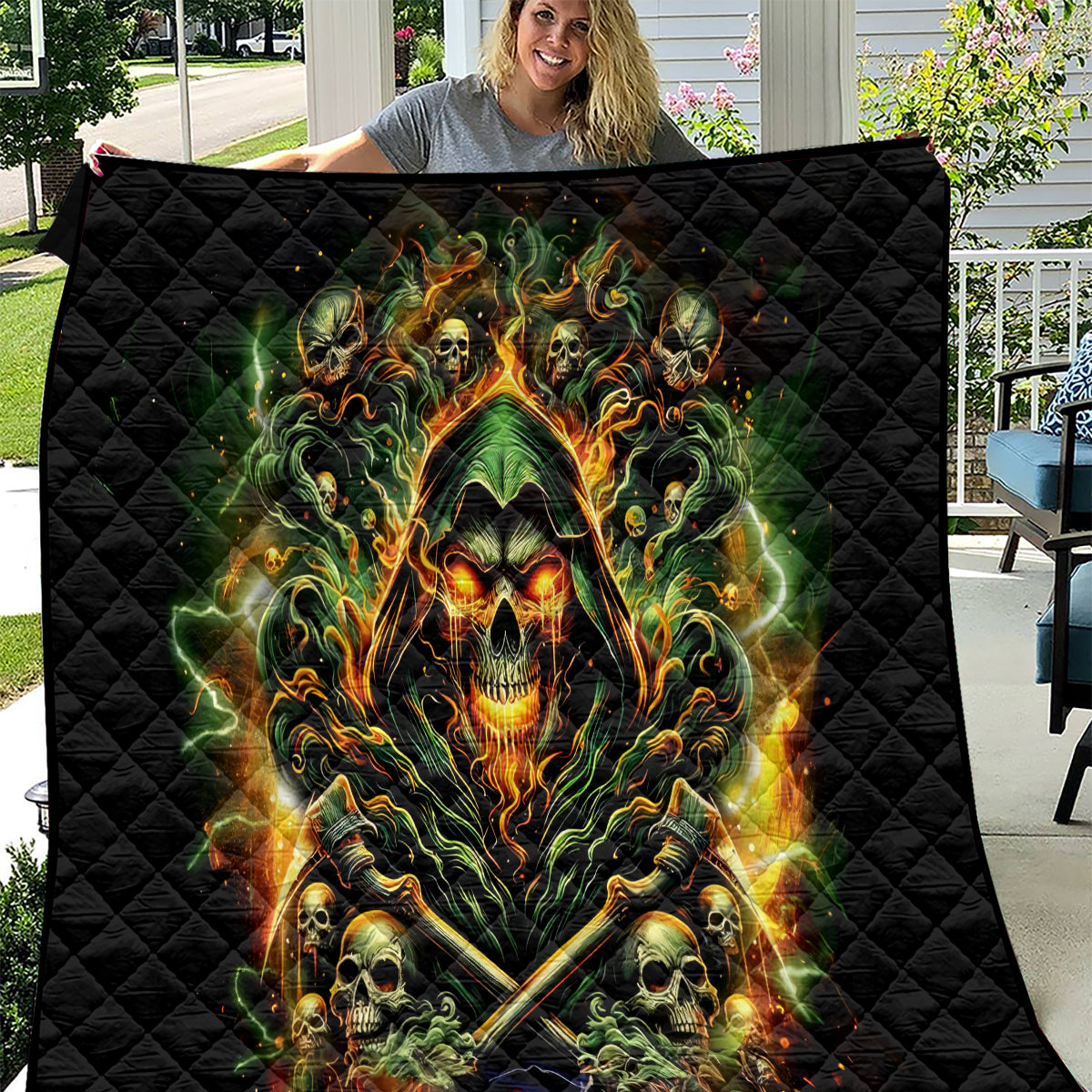 Rose Skull Quilt Don't Try Figure Me out - Wonder Print Shop