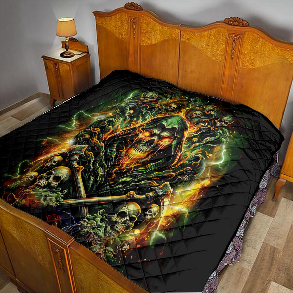 Rose Skull Quilt Don't Try Figure Me out - Wonder Print Shop