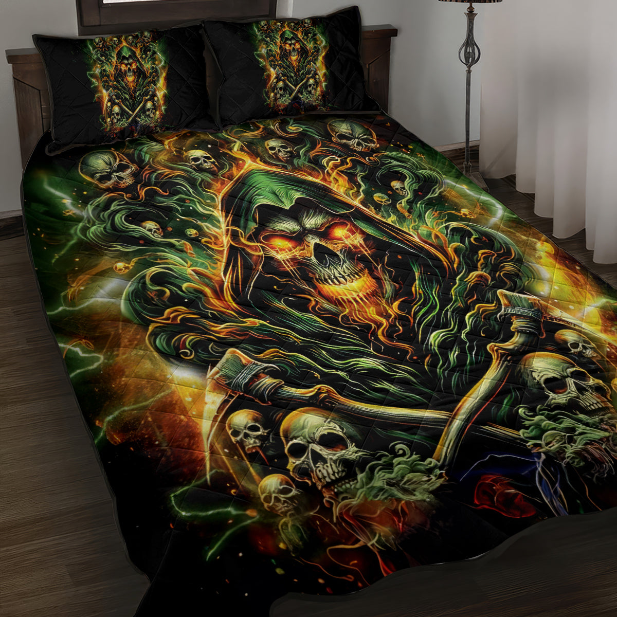 Rose Skull Quilt Bed Set Don't Try Figure Me out - Wonder Print Shop