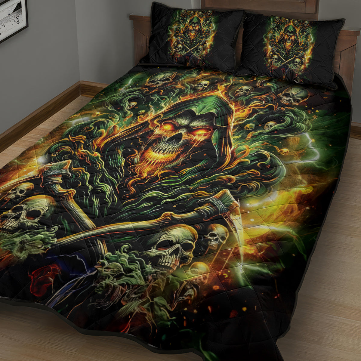 Rose Skull Quilt Bed Set Don't Try Figure Me out - Wonder Print Shop