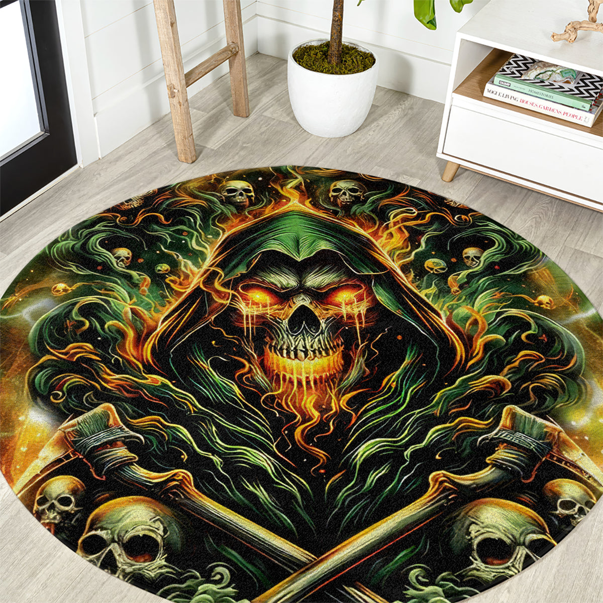 Rose Skull Round Carpet Don't Try Figure Me out