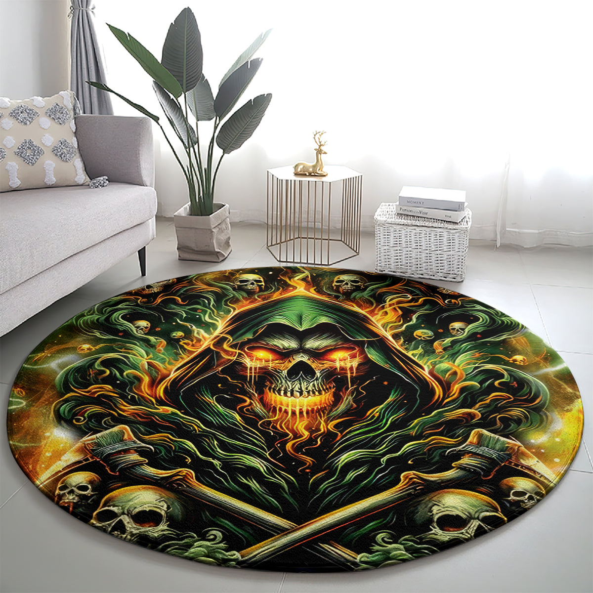 Rose Skull Round Carpet Don't Try Figure Me out