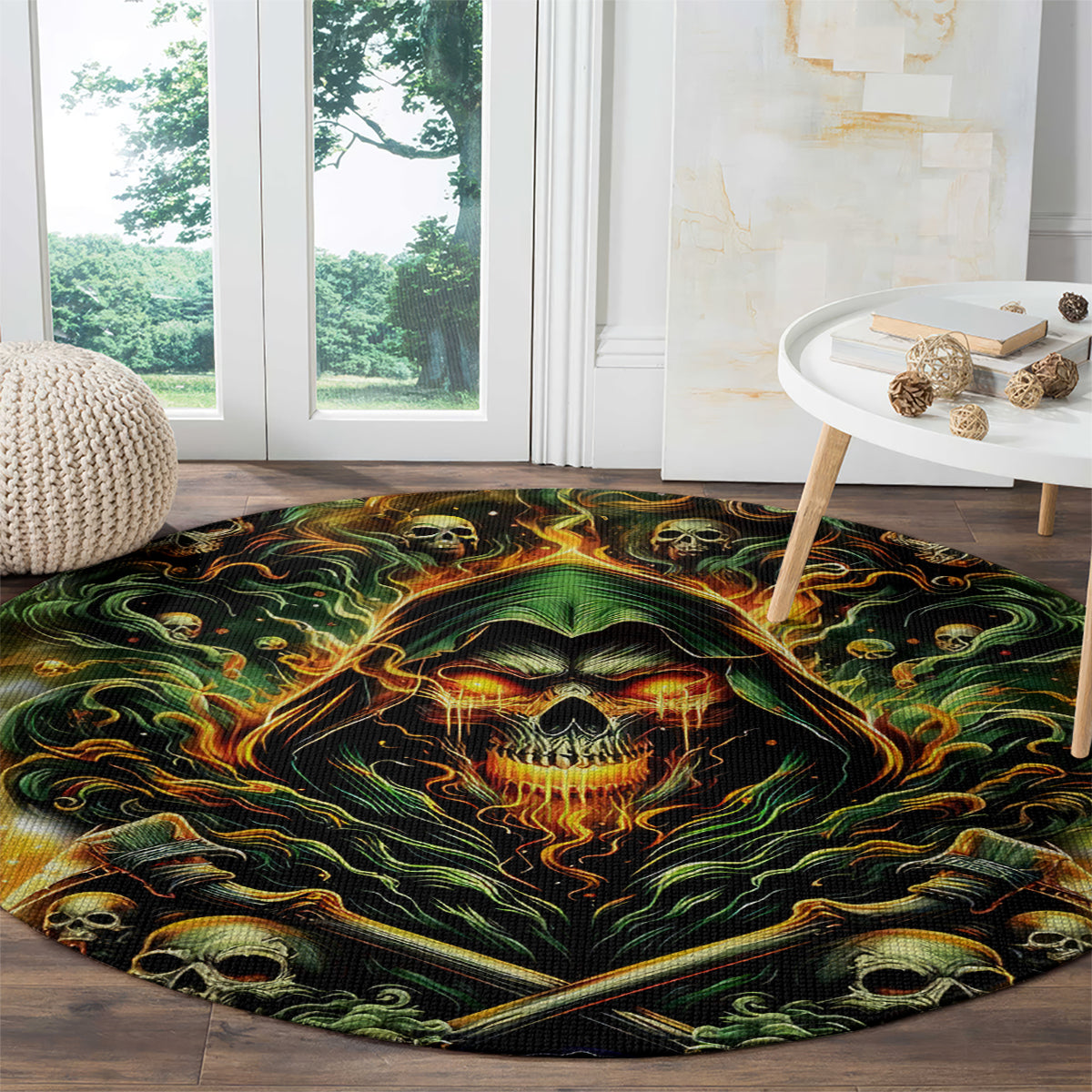 Rose Skull Round Carpet Don't Try Figure Me out