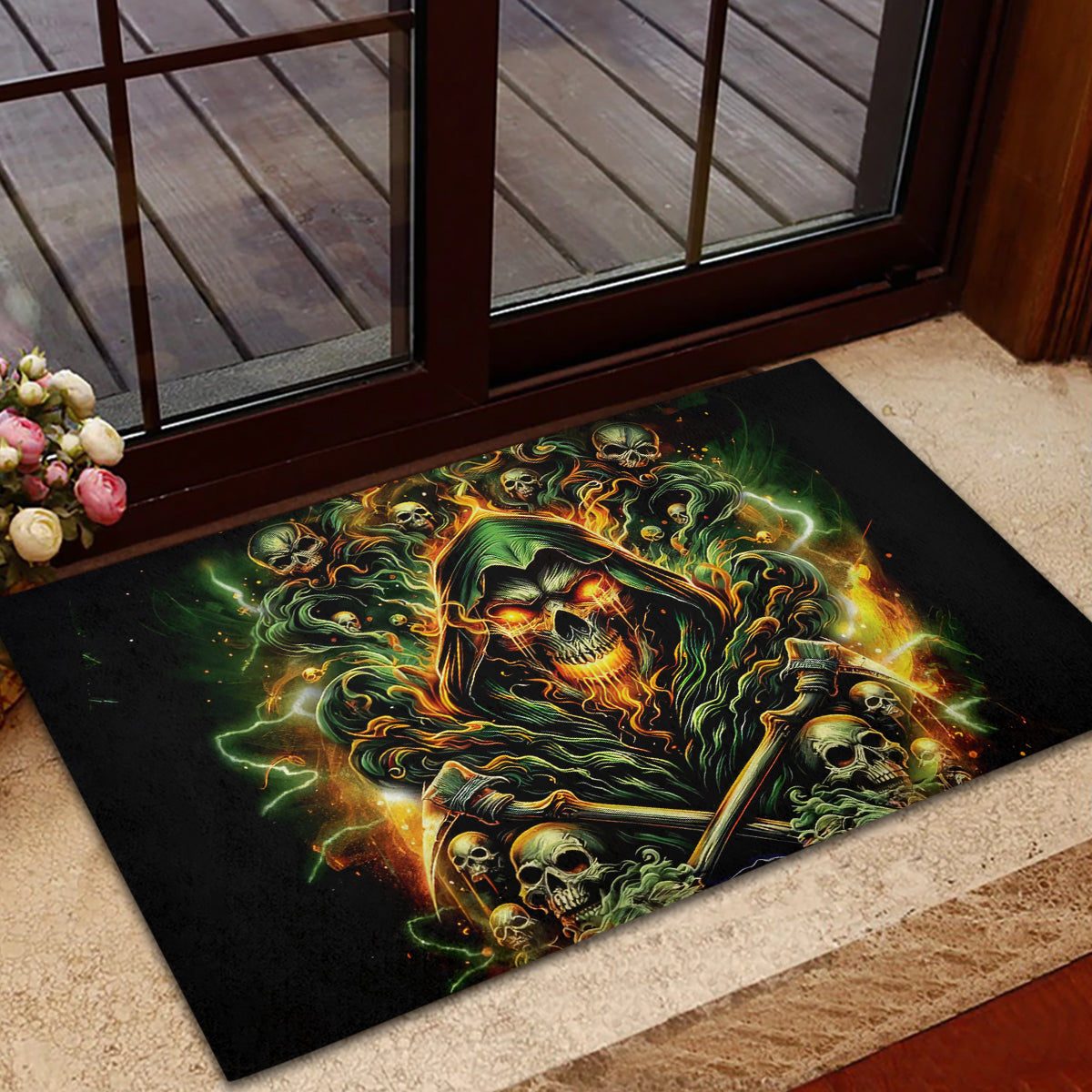 Rose Skull Rubber Doormat Don't Try Figure Me out - Wonder Print Shop