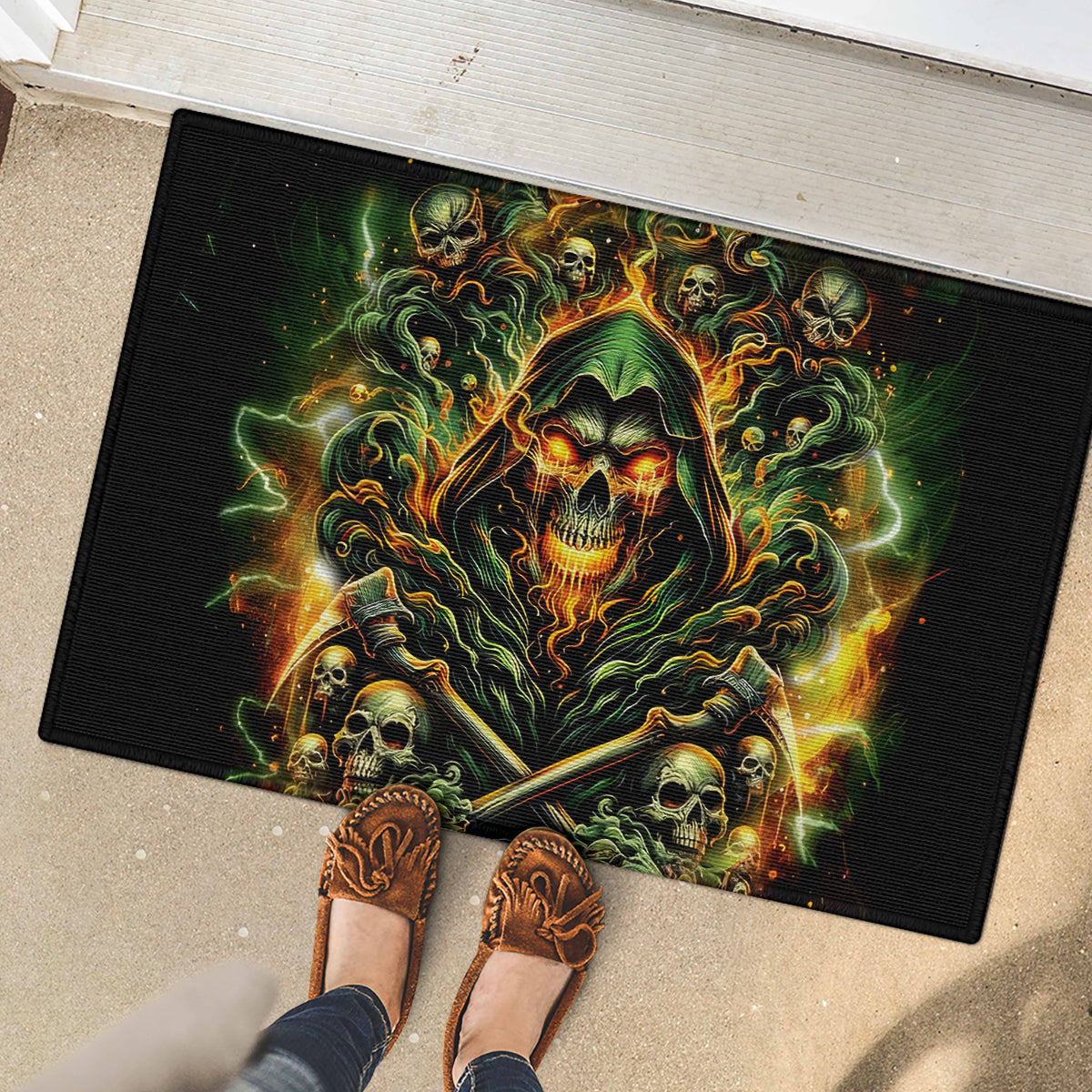 Rose Skull Rubber Doormat Don't Try Figure Me out - Wonder Print Shop