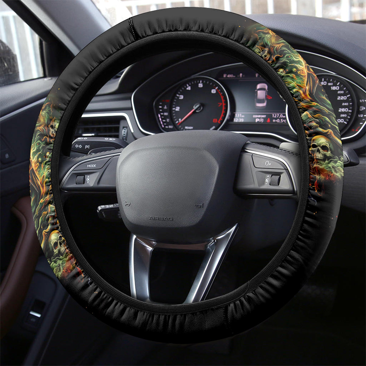 Rose Skull Steering Wheel Cover Don't Try Figure Me out - Wonder Print Shop